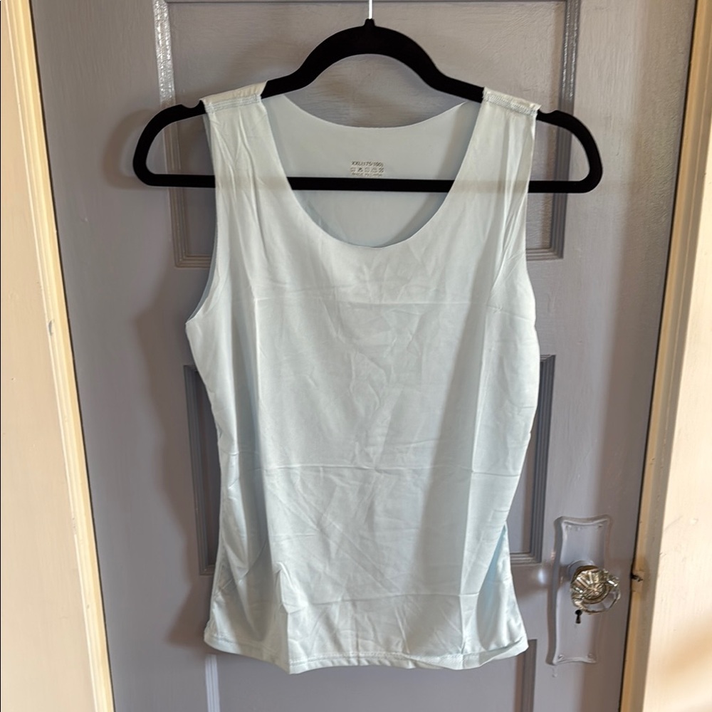 Green and Blue Fitted Sleeveless Tank Top
